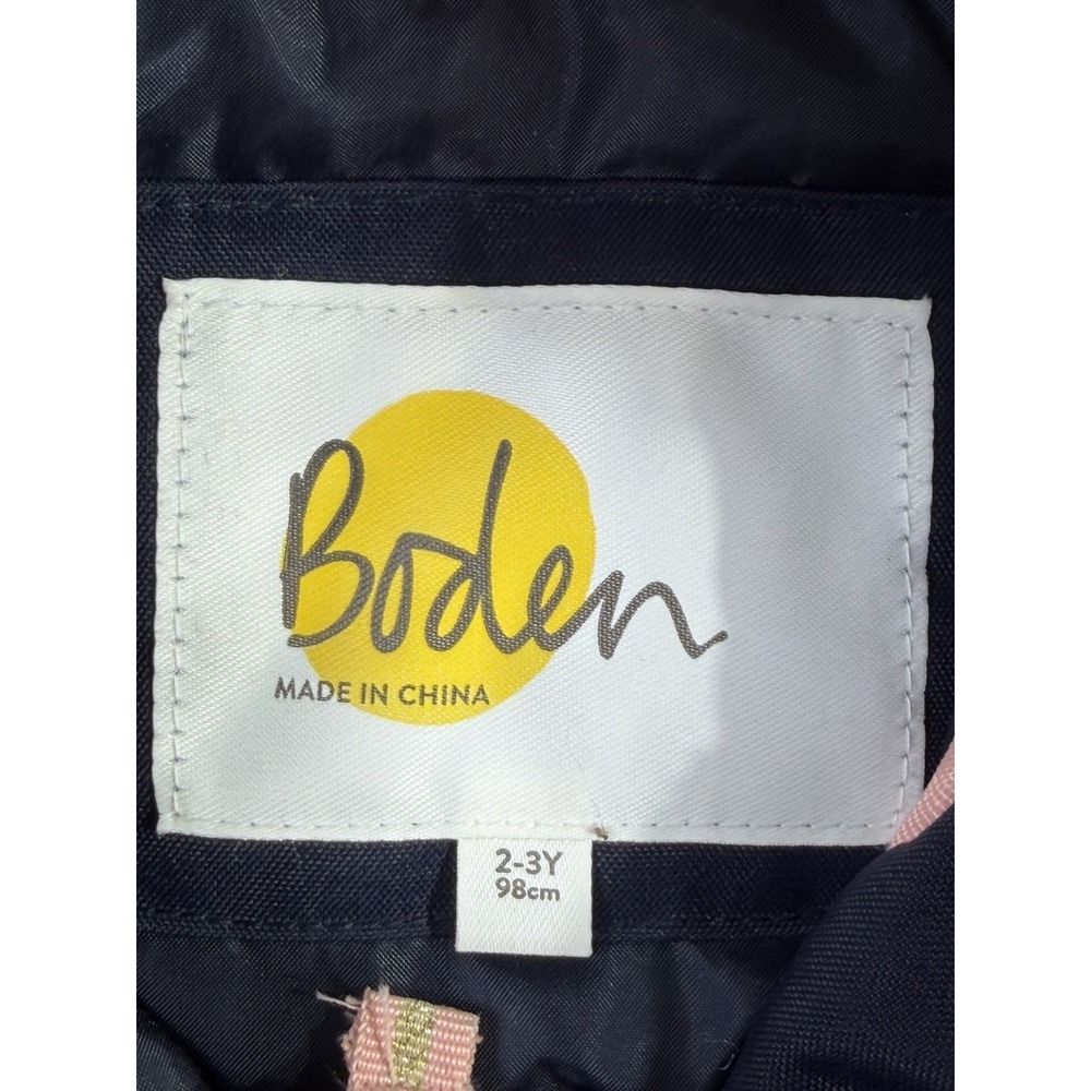 Boden Kids Navy Puffer Coat Rainbow Faux Fur Hood Warm Winter 2–3Y - Picture 2 of 3